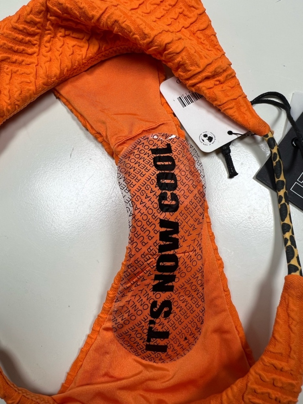 NWT It’s Now Cool FP Movement Orange Textured Bikini Bottom W Leopard Strap XS - Picture 5 of 7